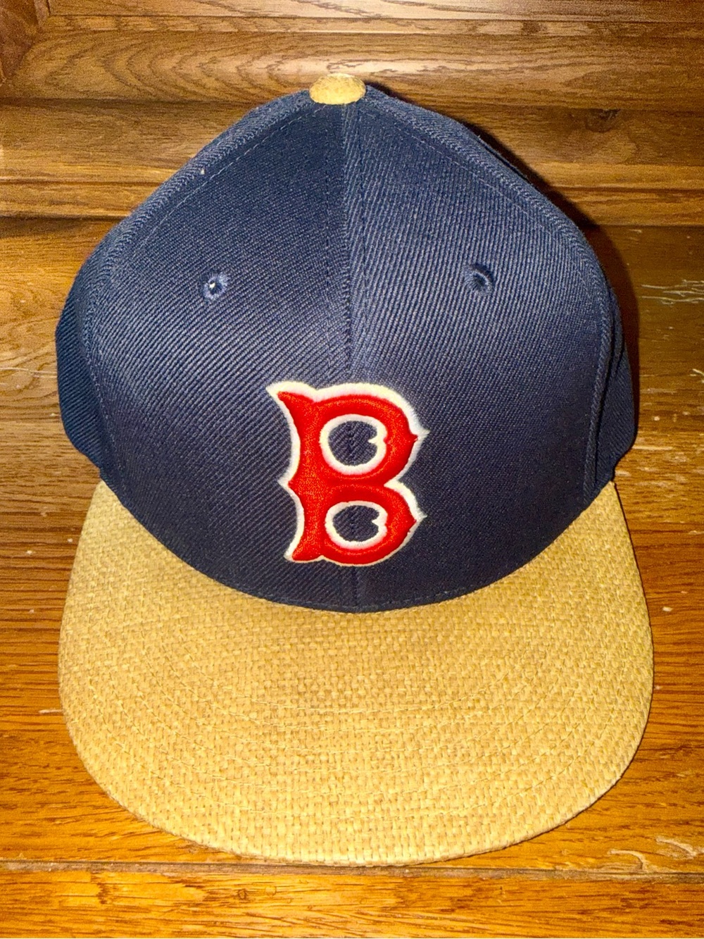 American Needle Cooperstown Boston Redsox Navy and Tan Baseball SnapBack Cap
